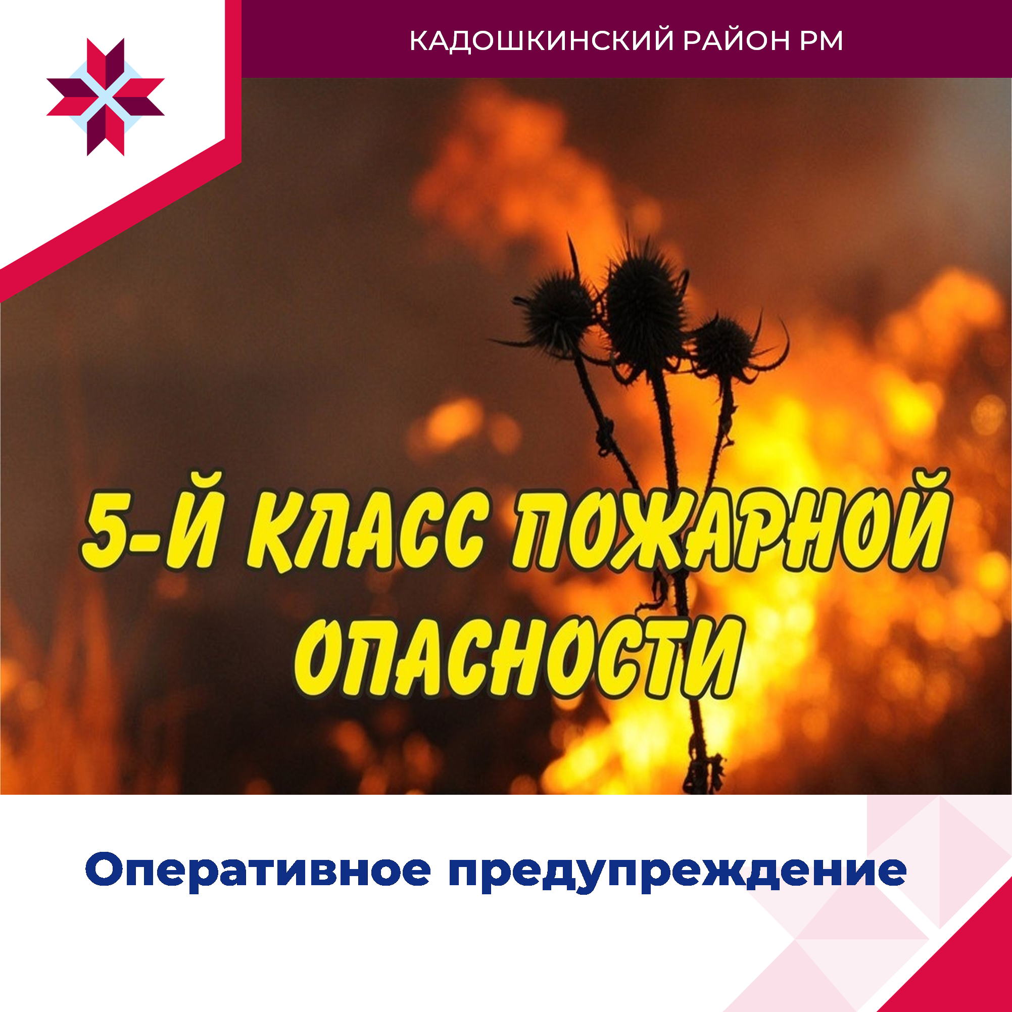 С 22 по 26 мая 2025 года местами по Республике Мордовия сохраняется чрезвычайная пожарная опасность лесов 5 класса горимости.